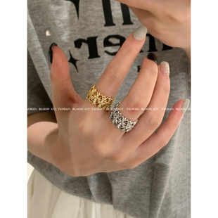 闪钻十字架开口戒指时尚中性高级设计感ins潮酷个性开口指环女