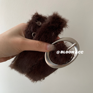 2026新款秋冬甜美粉色仿兔毛绒腰带亚文化Y2K辣妹配裙子裤子皮带