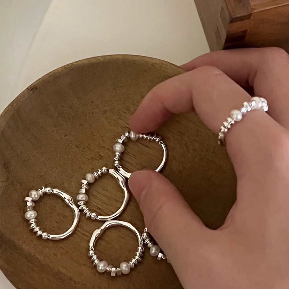 碎银子淡水珍珠戒指女简约百搭轻奢手饰品小众高级感轻奢指环尾戒