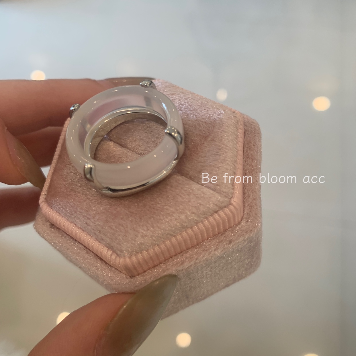 简约天然透白玛瑙玉髓戒指独特设计双层高级感食指戒气质百搭手饰