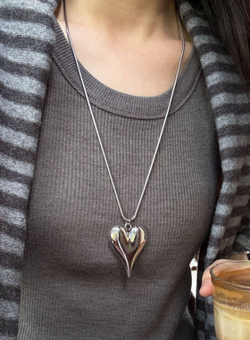 辣妹大爱心抽拉项链轻奢小众高级感嘻哈ins潮锁骨链甜酷颈链配饰