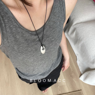 韩国ins风简约四季日常银色长款项链小版水滴吊坠可调节毛衣链