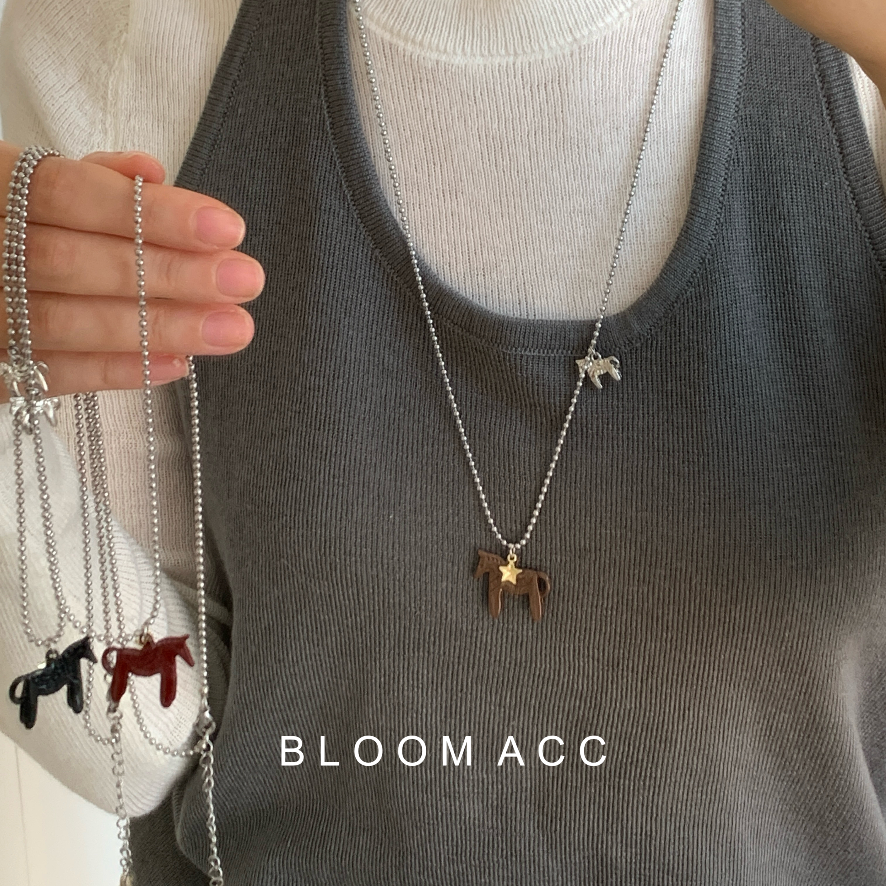 复古美拉德风小马星星吊坠项链女童趣可爱小众设计感颈链锁骨链