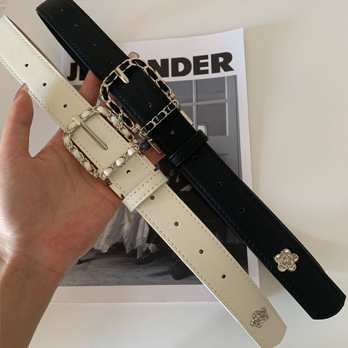 女山茶花链条皮革合金小香风腰带