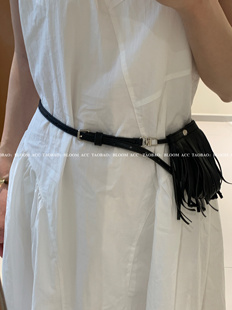 新款 韩系小众ins风简约高级黑色皮革流腰带包腰间显瘦配饰带包