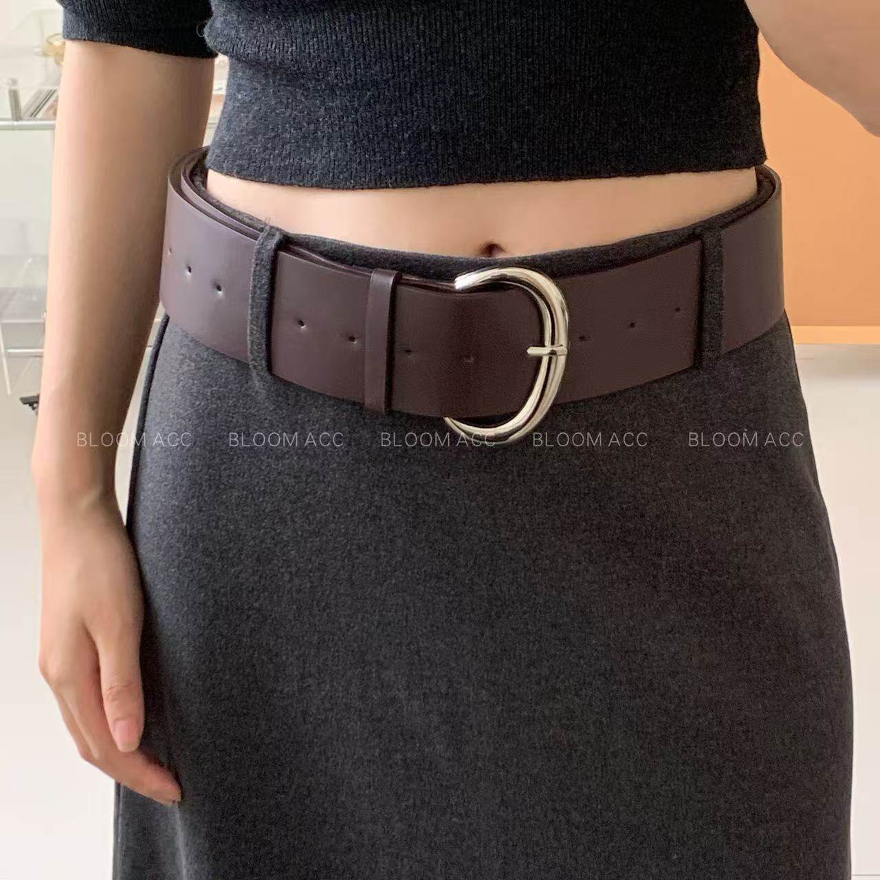 ins高级感简约宽边腰带PU皮革绒面皮带百搭时尚腰封腰间配饰带