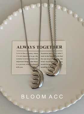 韩国ins风博主简约不规则金属梳子吊坠项链小众设计毛衣链配饰链