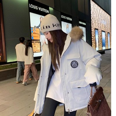 2024新款工装羽绒服90绒女中长款加厚派克服外套小个子冬季保暖