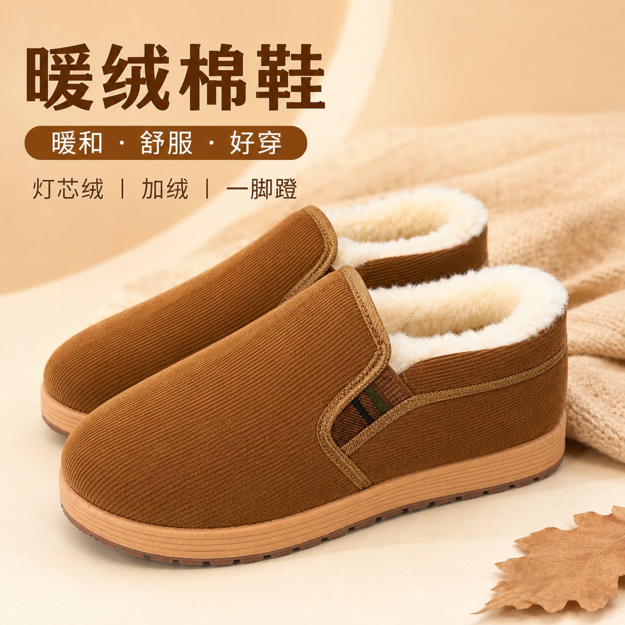 路畅达男羊毛加绒保暖雪地靴
