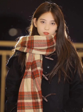 冬季双面韩版格子围巾女英伦复古