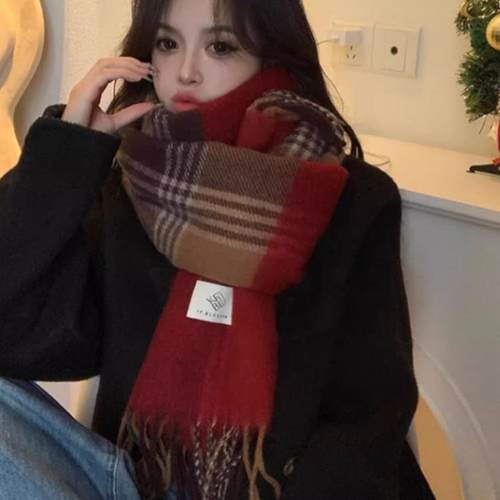 高级感复古仿羊绒围巾冬季保暖
