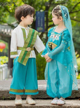 傣族服装儿童泰国旅游穿搭女童男童汉服套装少数民族演出服春秋季