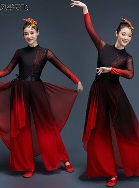 古典舞演出服女飘逸新款象王行服装九州同扇子舞秧歌打鼓舞蹈服装