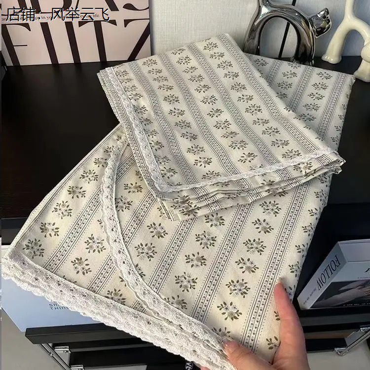 老粗布床单三件套蕾丝花