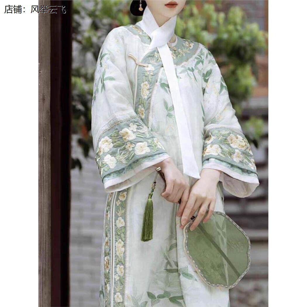 满族旗装清朝古装格格服改良清代服装氅衣旗服清汉女装晚清古董衣