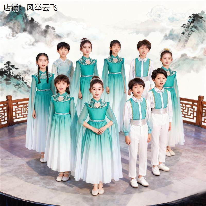 中国风中小学生表演服装