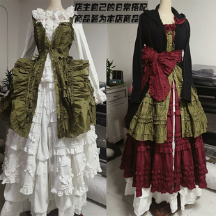 天丝材质可定制棉布款 苔藓绿 绿色JSK 两侧开缝系带Cla系 定金