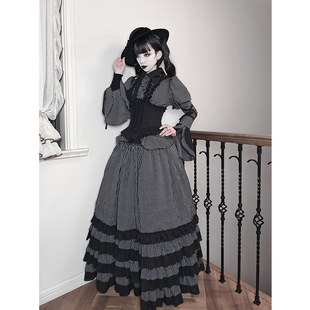 【尾款】条纹星期三姬袖版-条纹衬衫可配基佬裤-束腰半裙SK亚当斯