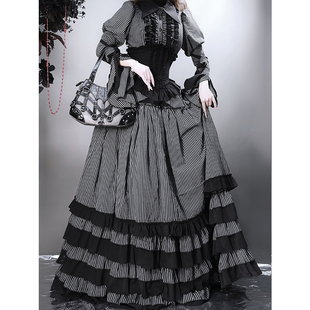 【定金】条纹星期三姬袖版-条纹衬衫可配基佬裤-束腰半裙SK亚当斯