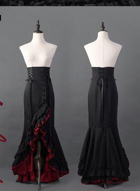 【定金展示】无尽愤怒-紫色红黑哥特鱼尾裙SK姬袖接袖植绒蝙蝠