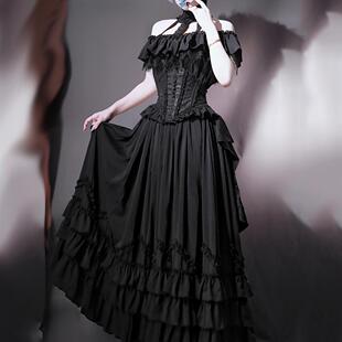 【定金展示】2ways两穿法-抹胸挂脖JSK-伊芙黑色OP哥特长裙