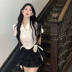 女 学院风JK制服套装 夏季 韩系甜美小个子衬衫 上衣蓬蓬短裙两件套装