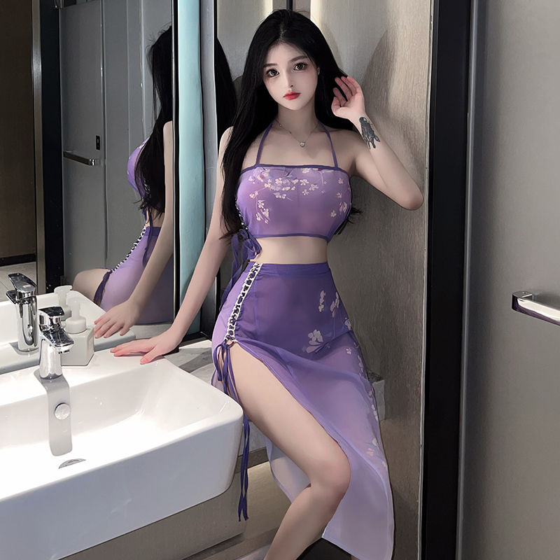 古装抹胸汉服制服裙纯欲风旗袍包臀睡裙挂脖肚兜仙仙睡衣长裙女款