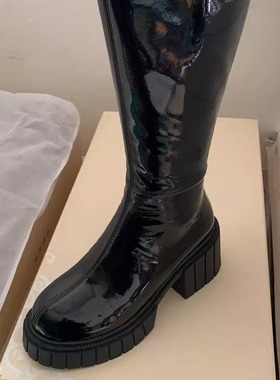 迪家 牛皮 皮里 松高骑士靴59160