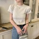 圆领纯色正肩短袖 修身 百搭纯棉T恤女上衣潮 设计感小众夏韩版 法式