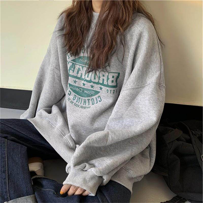 古着vintage卫衣女春秋薄款无帽韩版潮学生宽松oversize上衣外套