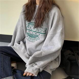 古着vintage卫衣女春秋薄款无帽韩版潮学生宽松oversize上衣外套