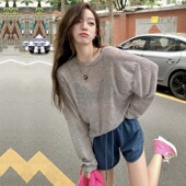 宽松慵懒风罩衫 薄款 设计感上衣潮 防晒T恤女夏季 港风复古冰丝长袖