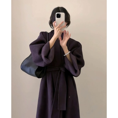 港风复古秋冬新款v领赫本