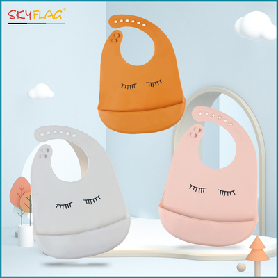 skyflag防水宝宝吃饭食硅胶口水兜