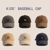 日系简约春秋复古儿童软顶鸭舌帽男女宝宝字母刺绣亲子遮阳棒球帽