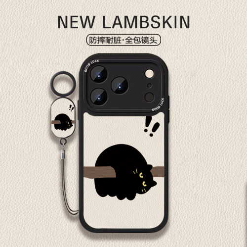 【创意猫咪】卡通猫咪适用iPhone17/16promax手机壳红米K80全包vivoS30华为mete80羊皮一加13小米17/15proMax