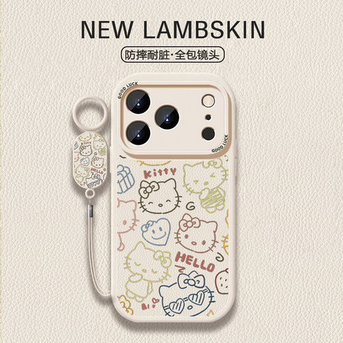 【hello Kitty】凯蒂猫适用于iPhone17/16promax手机壳红米K80全包vivoS30华为mete80羊皮一加13小米17/15pro