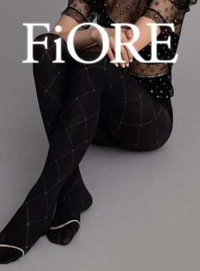 Fiore波兰进口连裤袜打底袜春秋带脚菱格纹格子显瘦文艺80D