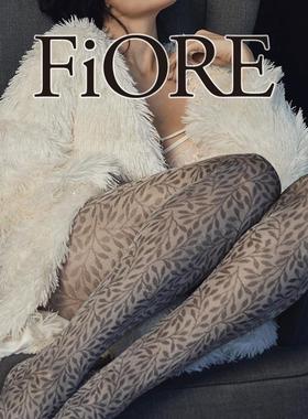 Fiore波兰进口丝袜女春秋薄款植物绿色针织设计感花纹30D