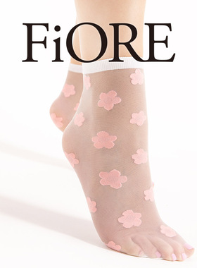 Fiore欧洲进口短袜透明超薄白色鹅黄色可爱玻璃丝袜小清新花朵20D