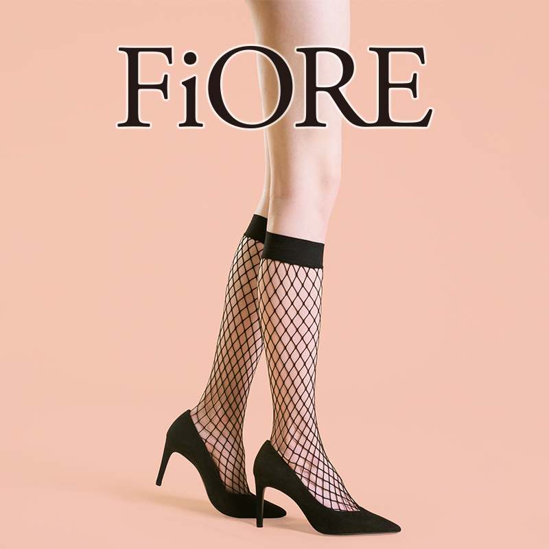 fiore波兰红色网孔性感中筒袜
