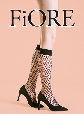 Fiore波兰进口中筒袜网袜黑色红色彩色网孔性感丝袜