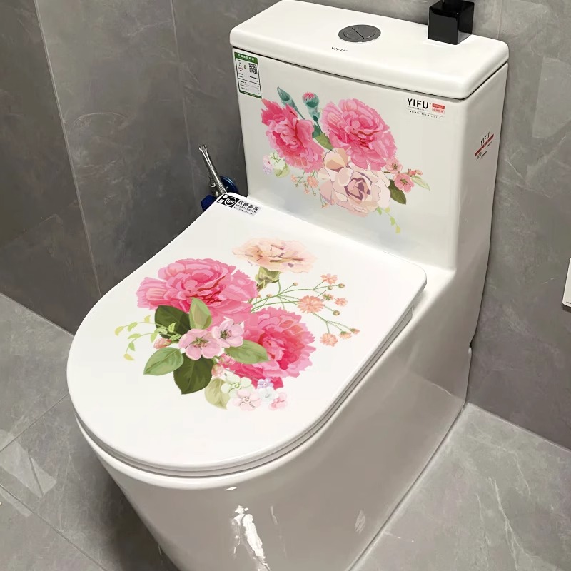 马桶美化贴纸防水卫生间厕所马桶盖贴画浴室装饰创意花卉墙贴自粘图片