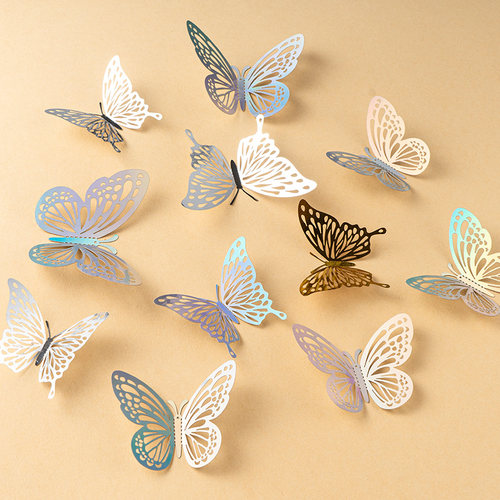 3d立体炫彩镂空蝴蝶墙贴