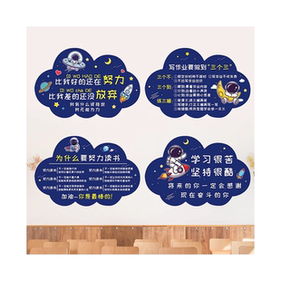 儿童励志墙贴家训家规贴纸墙面装饰布置努力读书学习自律激励标语