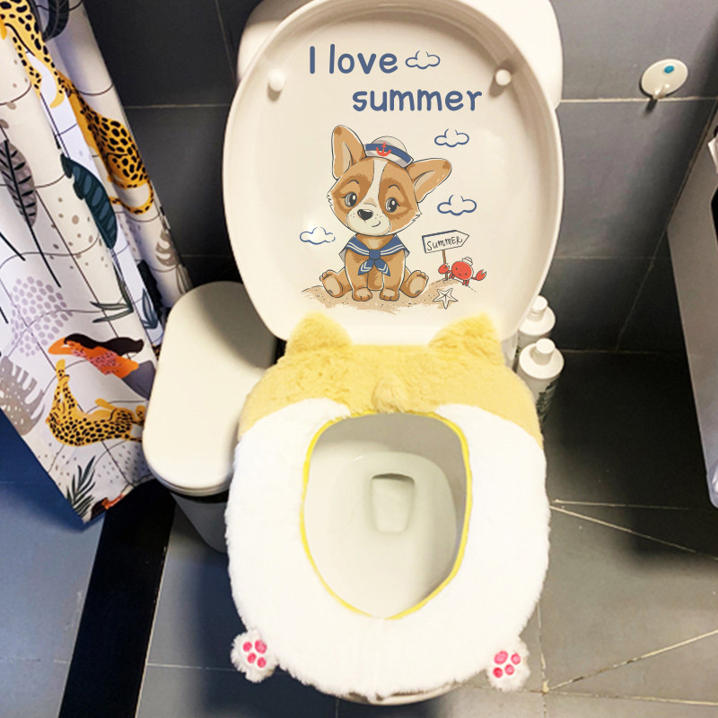 创意卡通搞笑可爱墙贴画马桶贴纸厕所卫生间防水自粘装饰浴室墙纸