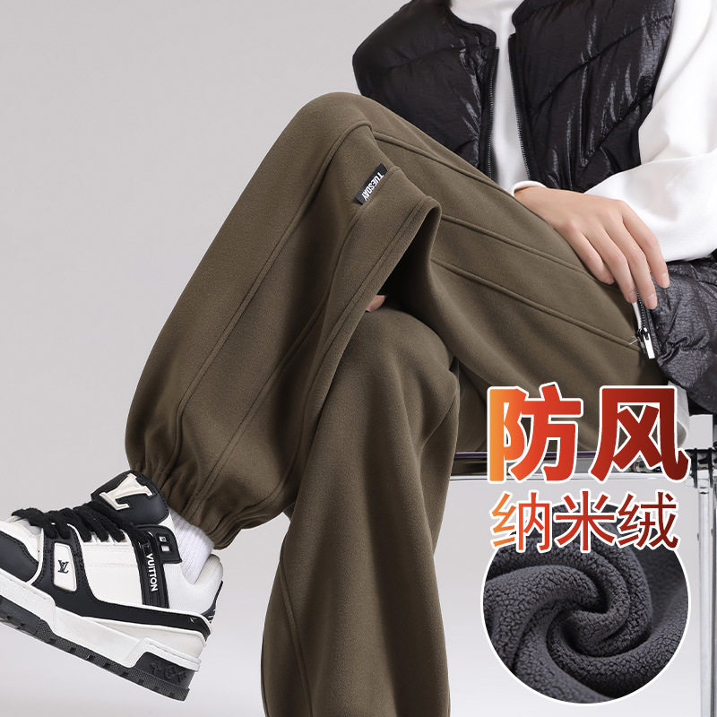 防风裤子男冬季加绒加厚休闲长裤2025新款宽松束脚运动裤秋冬卫裤