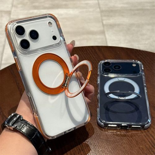 超火360旋转磁吸支架适用苹果17promax手机壳新款iPhone17冰晶透明16Pro高级感15超薄防摔男女14撞色高透气囊