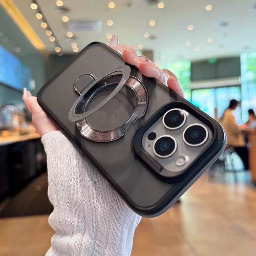 创意双色遁甲磁吸支架适用苹果16promax手机壳新款iPhone15Pro磨砂肤感14plus大孔透明13耐脏男女12pro高级感