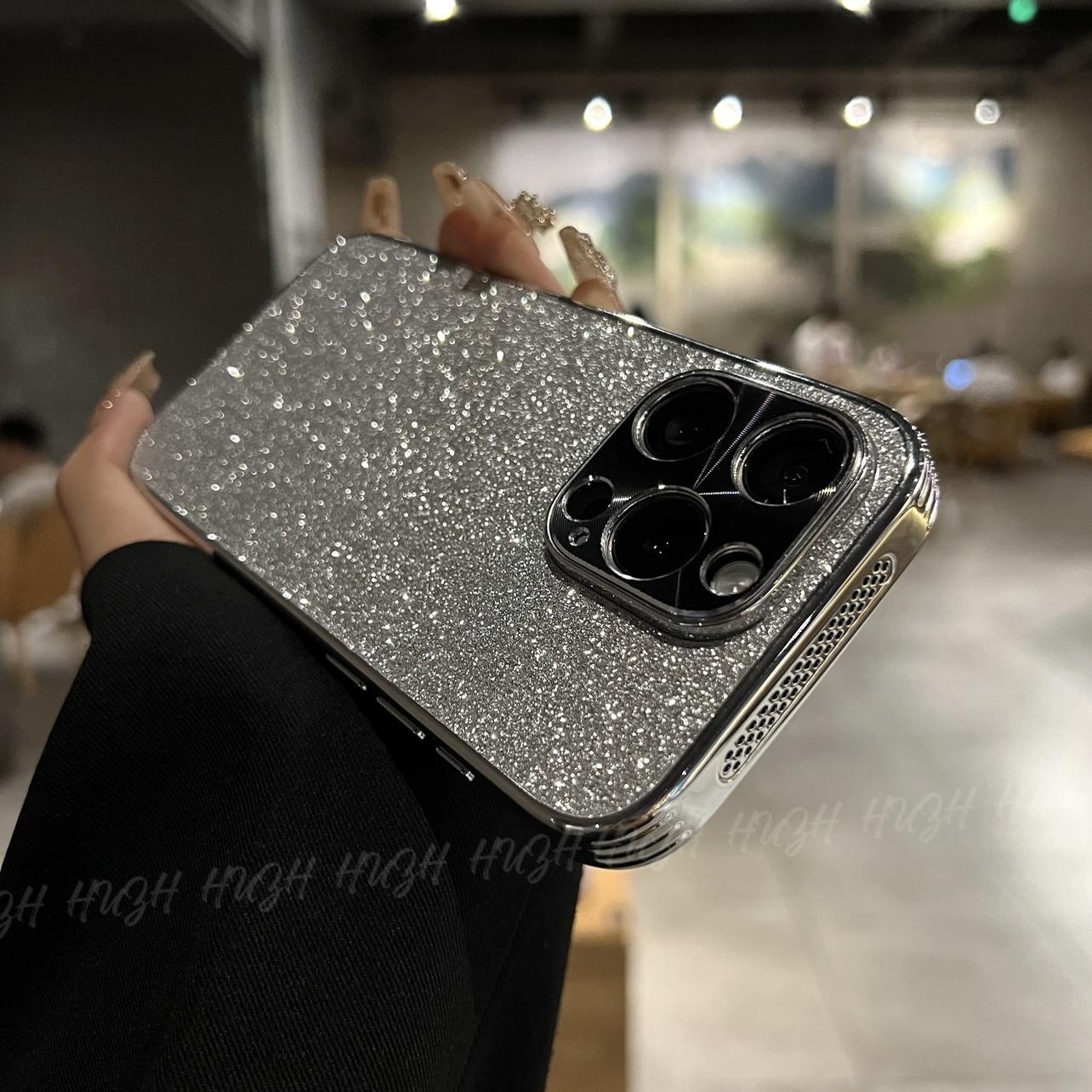 闪粉星钻散热磨砂适用苹果15promax手机壳新款iPhone15pro防摔14高级感13Pro轻薄软边男12全包网红女plus全包